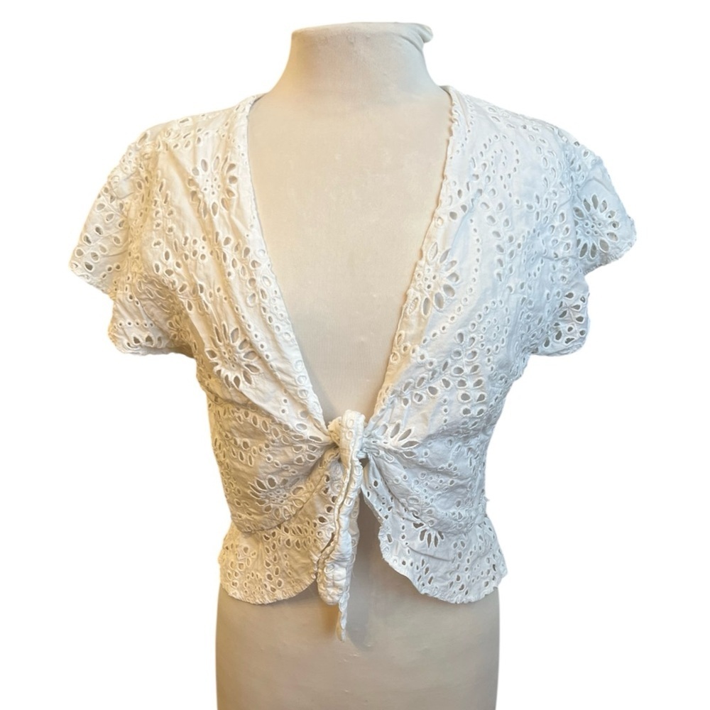 Tularosa Tie Front Eyelet Blouse - Large